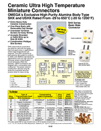 Thumbnail of document Data Sheet - USHX Ceramic Miniature Thermocouple Connectors for High Temperature